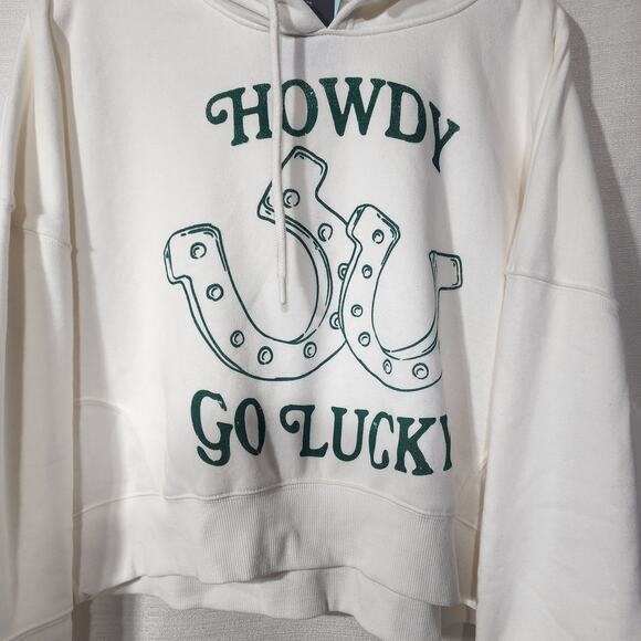 Howdy white crop top Hoodie women's XL Grayson/threads - Picture 5 of 7